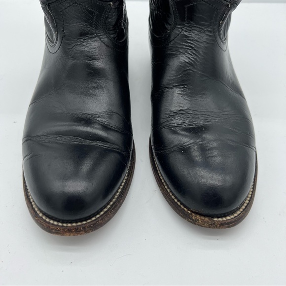 Cowtown Boots Black Leather Cowboy Boots Wide - Picture 6 of 9